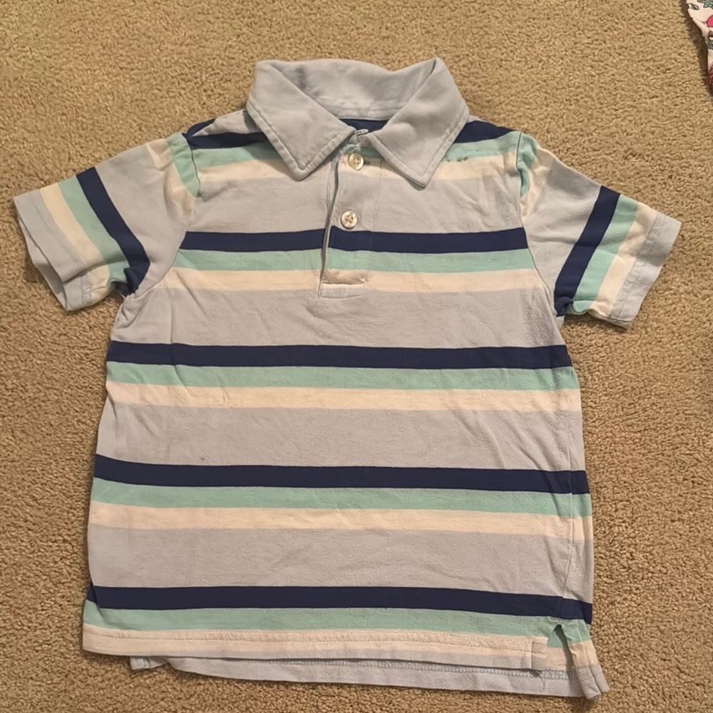 The Children's Place Blue and Green Striped Polo Shirt